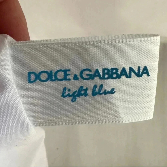 NWOT DOLCE & GABBANA 2012 LIGHT BLUE Women’s Large White Tote Blue Handles - Picture 4 of 4